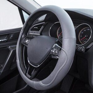 Auto Drive 1PC Steering Wheel Cover Country Leather Grey